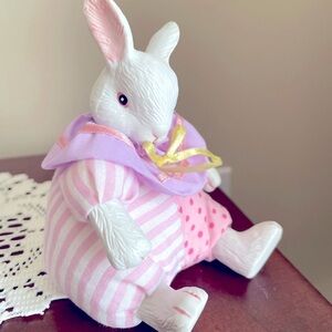 Charming White and Pink Bunny Figurine
